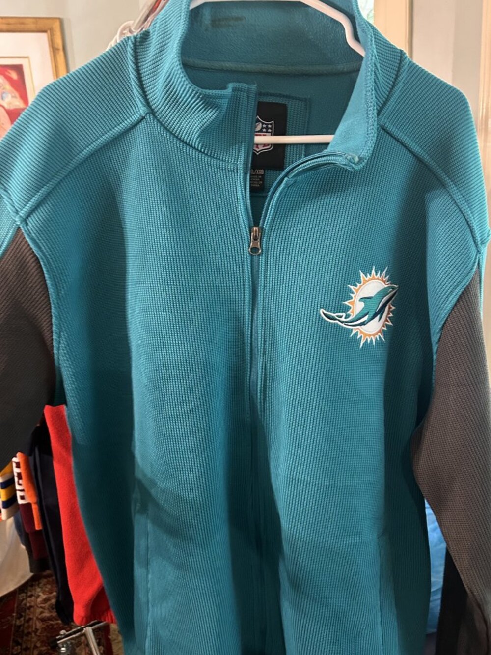 NFL Miami Dolphins Teal Gray Heavyweight Quarter-Zip Pullover XXL